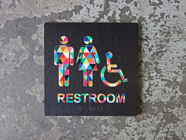 031 ADA Colorful Restroom Bathroom Sign - Rainbow Design - CHROMATONE Series: The Kaleidoscope