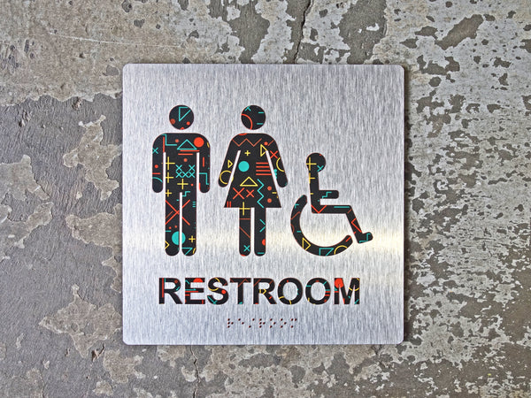 049 ADA Wheelchair Restroom Bathroom - 1980's Memphis Design - CHROMATONE Series: The Memphis