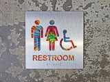 051 Colorful ADA Restroom Bathroom Sign - Flashy Rainbow Design - CHROMATONE Series: The Burst