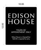 Custom Order 003 for Edison House (Emelia H.) - Hours of Operation Sign Update - 1 Qty. - 10''x 12'' - Matte Black ACM - UVP - Client #200112