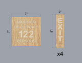 Custom Order 34 for Pura Vida Miami - occupancy and exit  Set - Natural Oak Backer - Maple Overlays - 5 Signs - Client #230072
