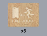 Custom Order 36 for Pura Vida Miami - Exit Route - Natural Oak Backer - Maple Overlays - 5 Signs - Client #230072