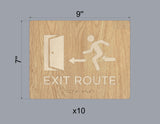 Custom Order 42 for Pura Vida Miami - Exit Route - Natural Oak Backer - Maple Overlays - 10 Signs - Client #230072