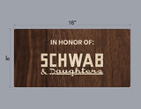 Custom Order 5 - Foothills Art Center (Maura) - Schwab Sign - 1 Qty. - 16x8 - Dark Walnut & Birch Ply - Client #240051