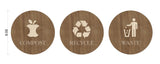 Custom Order 002 - The Good Eating Co. - Compost, Recycle & Trash Signs - QTY 3 Total - Natural Walnut & Maple Veneer - Client #250153