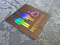 052 Rainbow ADA Restroom Bathroom Sign - Colorful Neon Design - CHROMATONE Series: The Spectrum