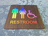 052 Rainbow ADA Restroom Bathroom Sign - Colorful Neon Design - CHROMATONE Series: The Spectrum