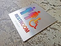 059 Geometric ADA Restroom Bathroom Sign - Colorful Rainbow Design - CHROMATONE Series: The Geo Rainbow