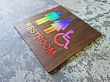 052 Rainbow ADA Restroom Bathroom Sign - Colorful Neon Design - CHROMATONE Series: The Spectrum