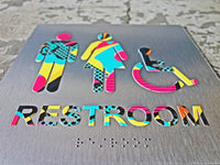 050 Funky ADA Restroom Bathroom Sign - 1980s Neon Retro Design - CHROMATONE Series: The Neon
