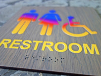 070 Rainbow ADA Restroom Bathroom Sign - Colorful Sunset Design - CHROMATONE Series:  The Sunrise