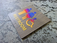 070 Rainbow ADA Restroom Bathroom Sign - Colorful Sunset Design - CHROMATONE Series:  The Sunrise