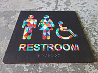 031 ADA Colorful Restroom Bathroom Sign - Rainbow Design - CHROMATONE Series: The Kaleidoscope