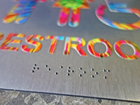 051 Colorful ADA Restroom Bathroom Sign - Flashy Rainbow Design - CHROMATONE Series: The Burst