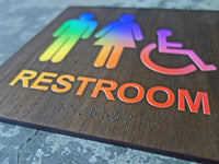 052 Rainbow ADA Restroom Bathroom Sign - Colorful Neon Design - CHROMATONE Series: The Spectrum