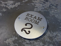 010 Metallic or Wood Exam Room Number Sign - Brushed Silver Finish - 9" by 9"