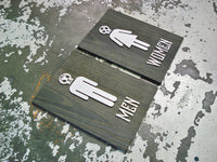 030 Day of the Dead Wood Bathroom Signs (Dia de los Muertos) - 2 Sign Set