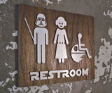 025 Darth Vader Princess Leia Wood Bathroom Sign - Unisex