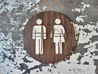 079 Unisex Mirror Restroom Wood Sign