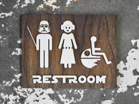 025 Darth Vader Princess Leia Wood Bathroom Sign - Unisex