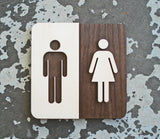 096 Square Unisex Wood Restroom Sign