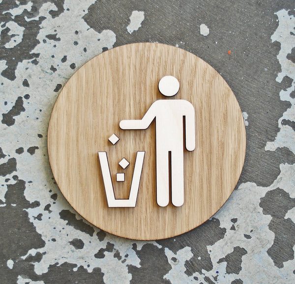 016 Trash Bin Wood Disposal Sign