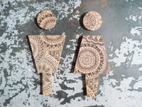 068 Large Mahogany Boho Bathroom People - 2 Figure Set