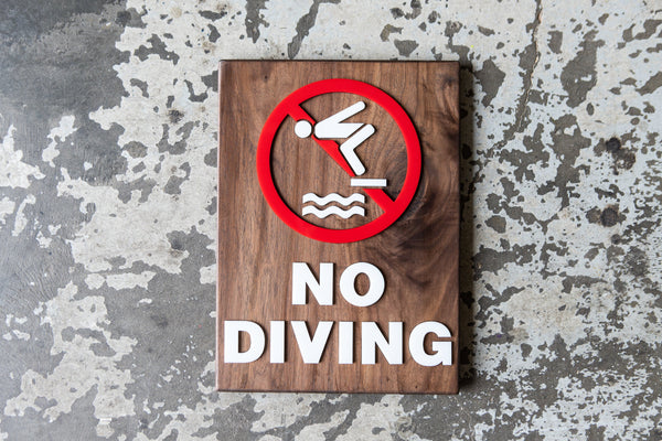 056 No Diving Swimming Pool Wood Sign