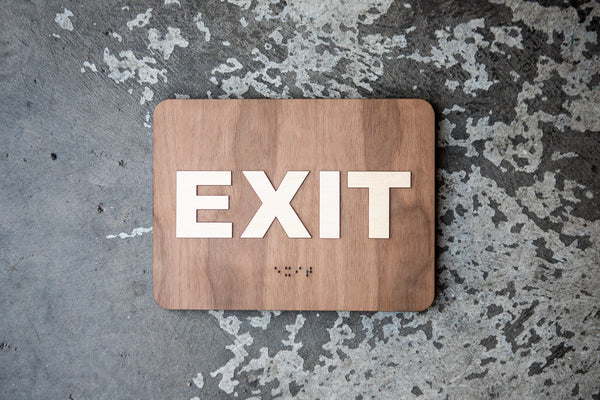 043 Wood Exit Office Sign