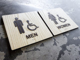 073 Walnut Ash Restroom ADA Compliant - 2 Sign Set