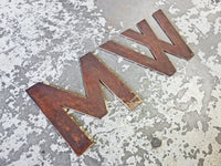 066 Large Rusted Metal Restroom Letters - 2 Letter Set - Shipped in 1 Day