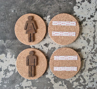 072 SALE! Male & Female Cork Bathroom - Set of 2 Signs